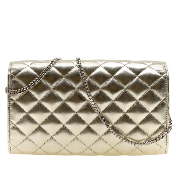 Versace Quilted Lambskin La Medusa Wallet on Chain - Champagne - Picture 4 of 6